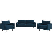SITZGARNITUR in Flachgewebe Blau  - Blau/Schwarz, Design, Textil (215/85/92cm) - Livetastic