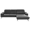 ECKSOFA in Echtleder Anthrazit  - Anthrazit/Schwarz, Design, Leder/Metall (328/193cm) - Dieter Knoll