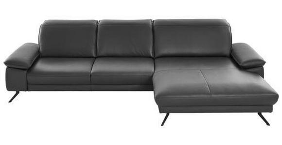 ECKSOFA in Echtleder Anthrazit  - Anthrazit/Schwarz, Design, Leder/Metall (328/193cm) - Dieter Knoll