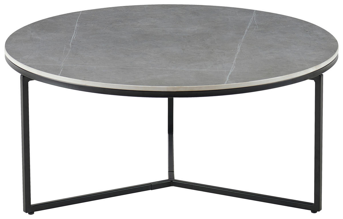 COUCHTISCH in Metall, Keramik 80/80/37 cm  - Schwarz/Grau, Design, Keramik/Metall (80/80/37cm) - Livetastic