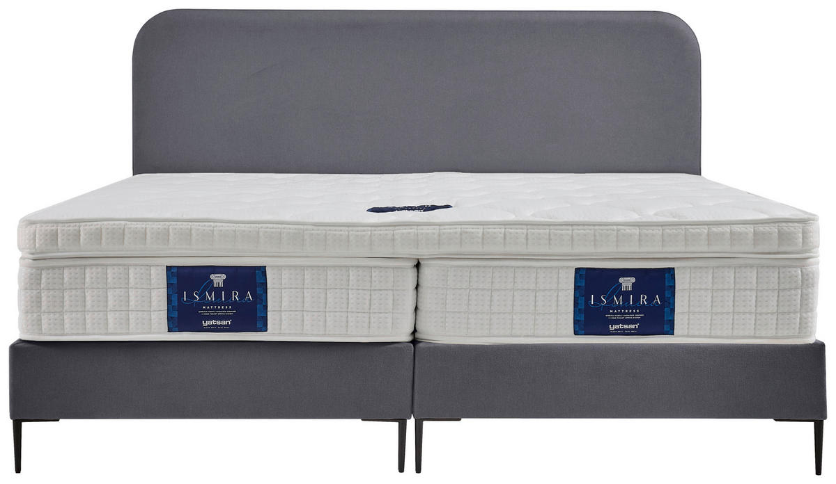 BOXSPRINGOVÁ POSTEĽ, 180/200 cm, sivá - čierna/sivá, Modern, kov/kompozitné drevo (180/200cm) - MID.YOU
