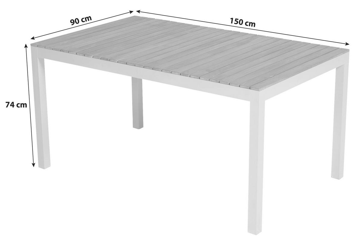 GARTENTISCH 150/90/74 cm Holz, Metall rechteckig  - Silberfarben/Akaziefarben, ROMANTIK / LANDHAUS, Holz/Metall (150/90/74cm) - Gardenson