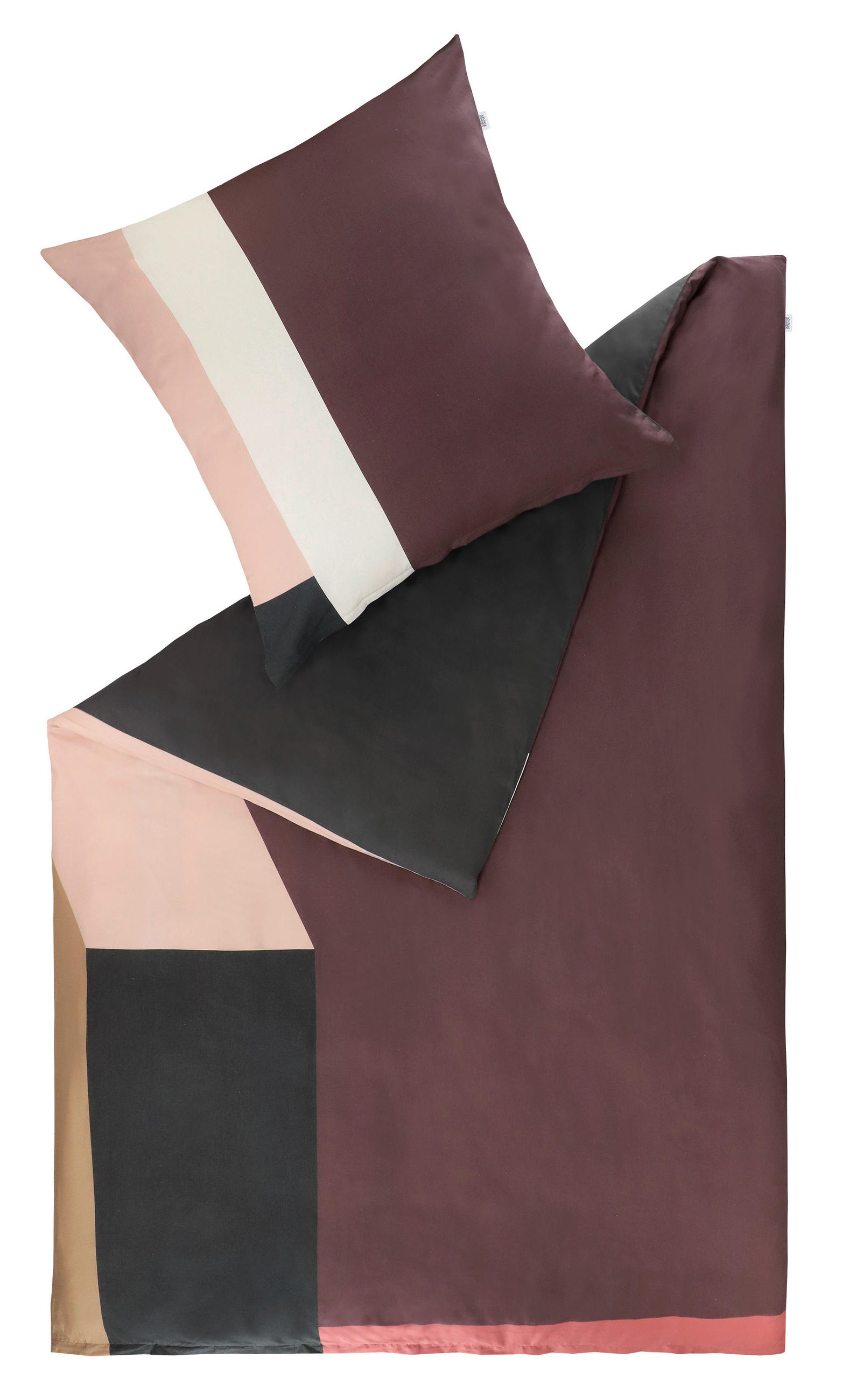 Schöner Wohnen Wendebettwäsche SW-Jolie rot Anthrazit, Creme, Hellrosa, Rotbraun 155x220 cm