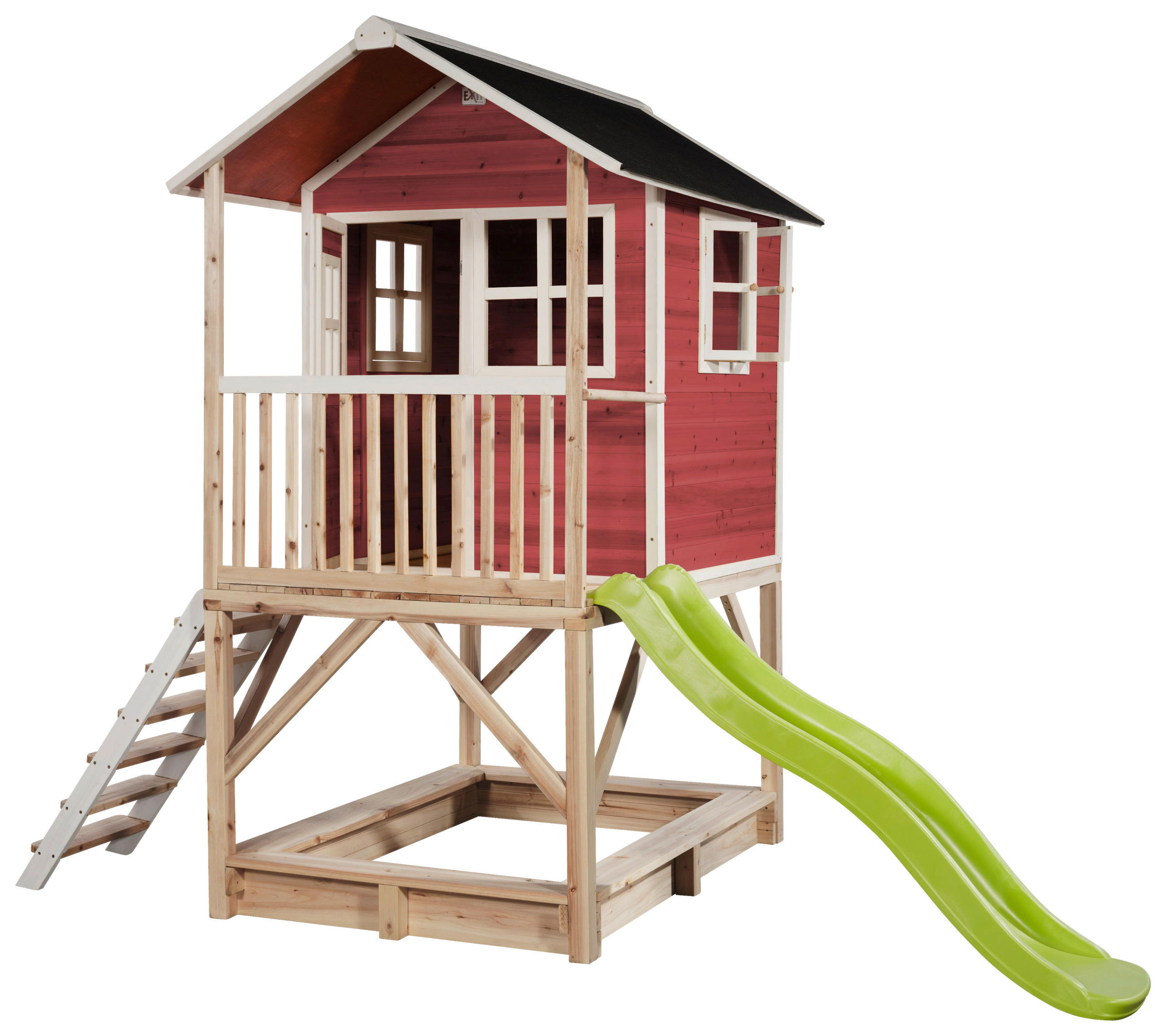 SPIELHAUS EXIT LOFT 500 ROT  - Rot/Limette, KONVENTIONELL, Holz (329/190/253cm) - EXIT Toys
