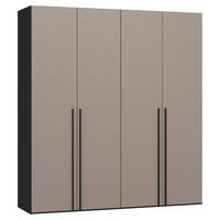DREHTÜRENSCHRANK 203/220/59 cm,  in Hellbraun, 4-türig  - Hellbraun/Schwarz, Design, Holzwerkstoff/Metall (203/220/59cm) - Jutzler