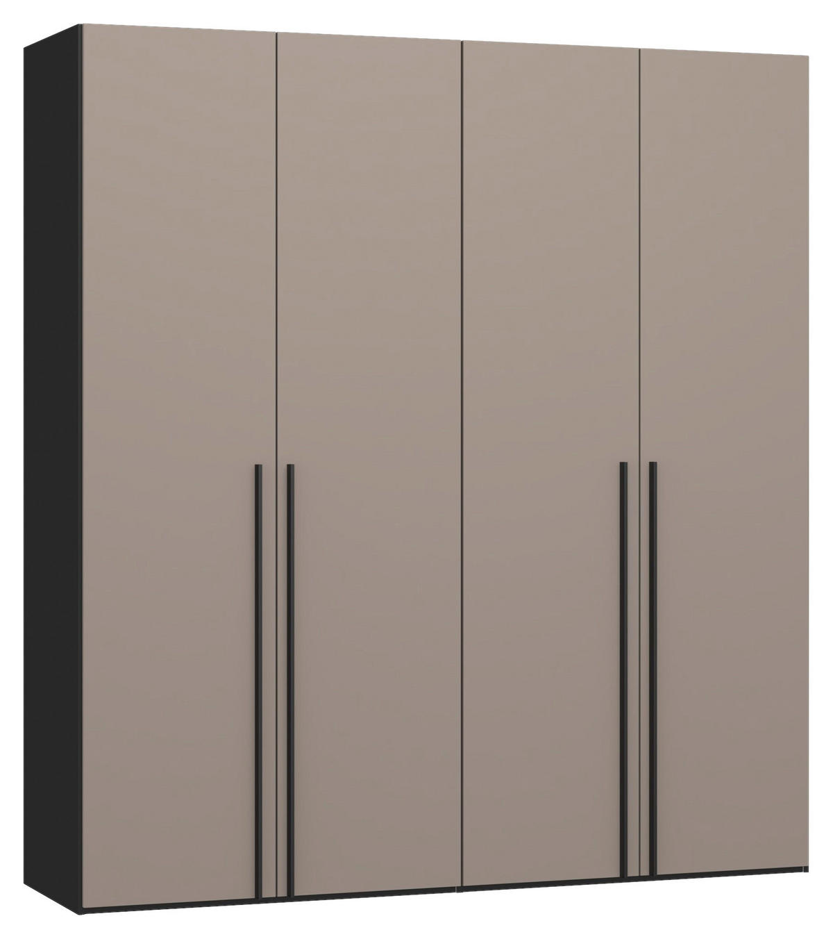 DREHTÜRENSCHRANK 203/220/59 cm,  in Hellbraun, 4-türig  - Hellbraun/Schwarz, Design, Holzwerkstoff/Metall (203/220/59cm) - Jutzler