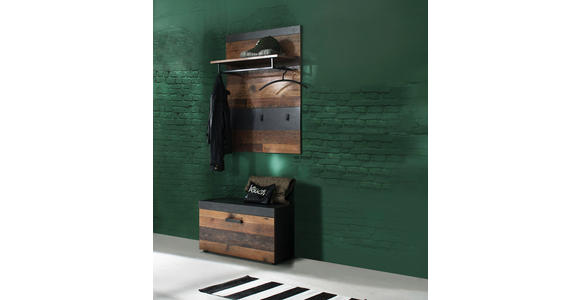 GARDEROBENBANK 80/45/37 cm - Schwarz/Graphitfarben, Trend, Holzwerkstoff/Metall (80/45/37cm) - Xora