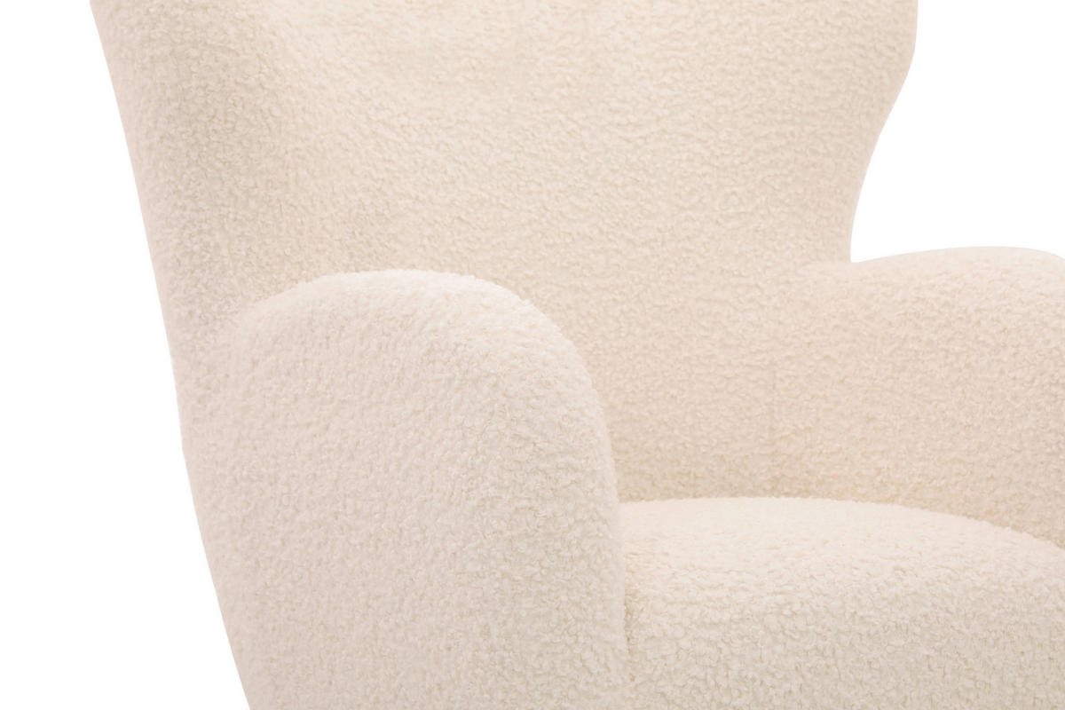 SESSEL in Teddystoff Weiß  - Kastanienfarben/Weiß, Design, Holz/Textil (90/98/88cm) - Livetastic