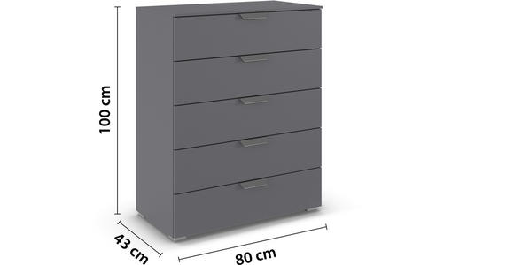 KOMMODE  in 80/100/43 cm  - Chromfarben/Dunkelgrau, Design, Holzwerkstoff/Metall (80/100/43cm) - Carryhome