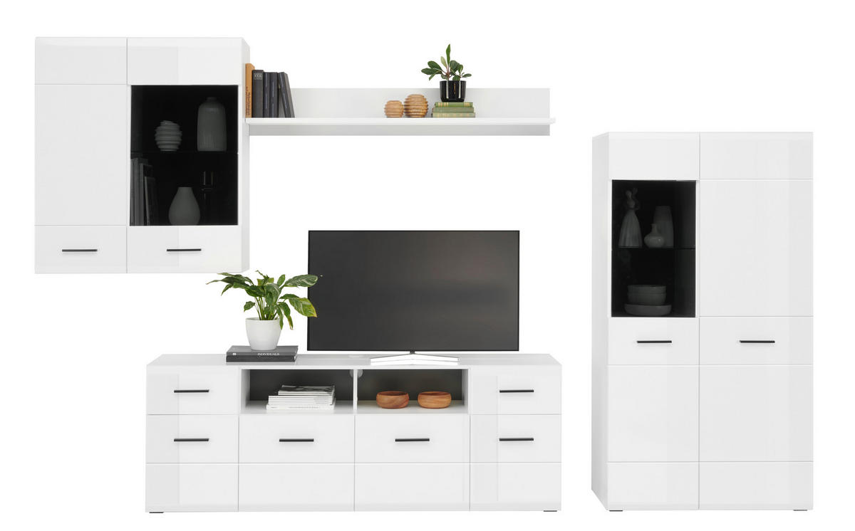 COMODĂ TV 180/63,7/41,6 cm  - alb/antracit, Modern, plastic/material pe bază de lemn (180/63,7/41,6cm) - Hom`in
