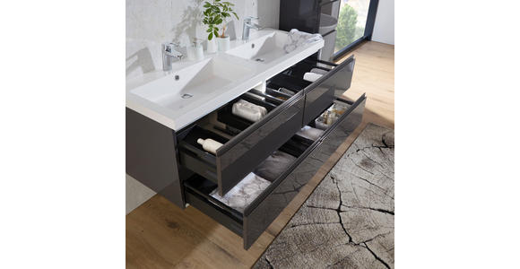 BADEZIMMER in 140 cm - Anthrazit/Weiß, Design, Holzwerkstoff/Stein (140cm) - Novel