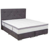 BOXSPRINGBETT 180/200 cm  in Dunkelgrau  - Chromfarben/Dunkelgrau, KONVENTIONELL, Kunststoff/Textil (180/200cm) - Carryhome