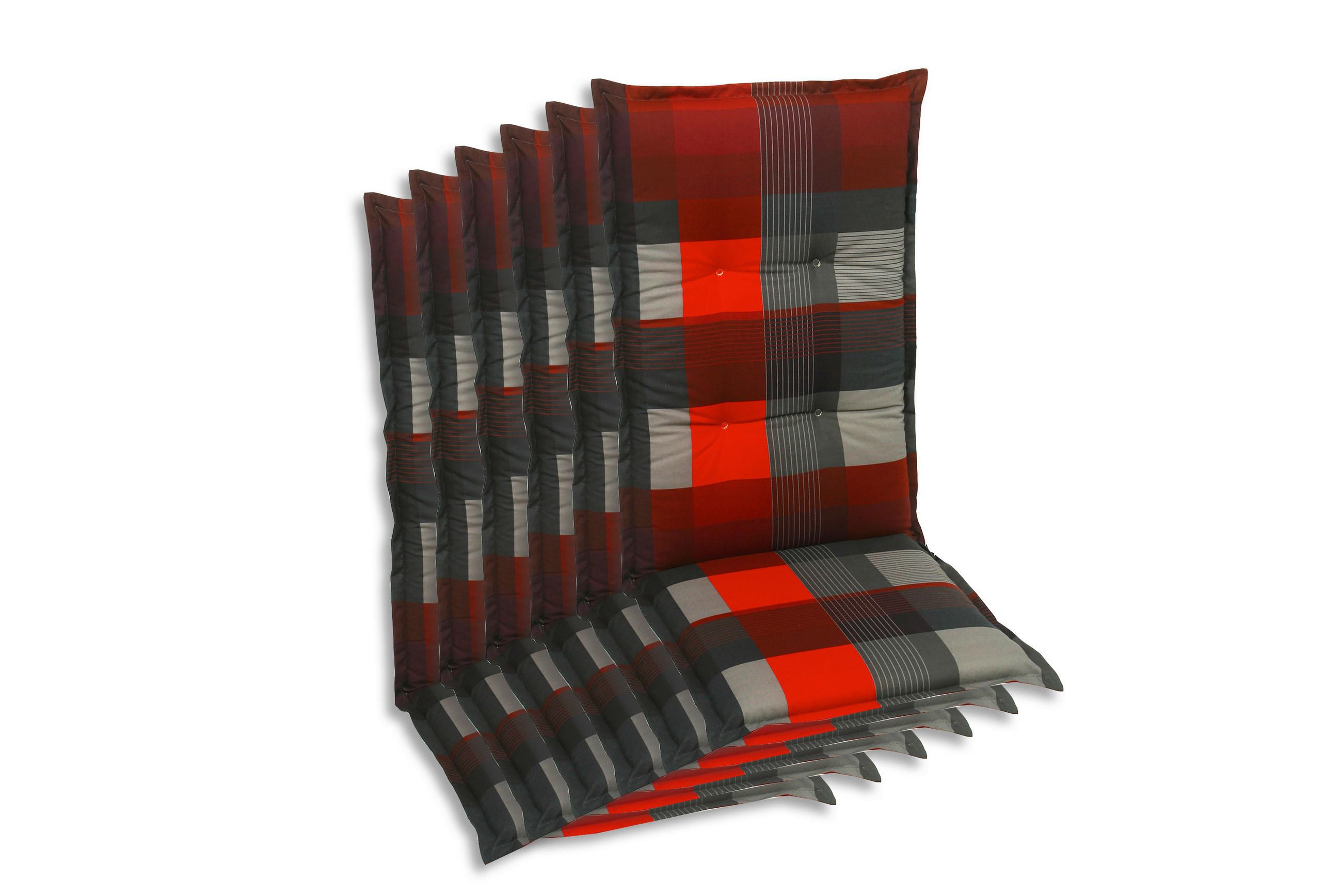 SESSELAUFLAGENSET Karo  - Dunkelgrau/Rot, Basics, Textil (50/7/120cm)