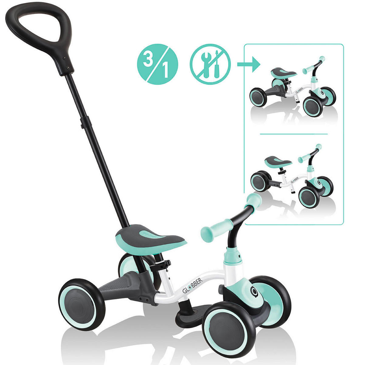 LAUFRAD LEARNING BIKE 3IN1  - Weiß/Mintgrün, LIFESTYLE, Kunststoff (75/31/93cm) - GLOBBER