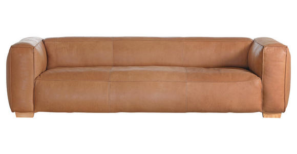 BIGSOFA Echtleder Cognac  - Cognac/Buchefarben, KONVENTIONELL, Leder/Holz (255/70/110cm) - Hom`in