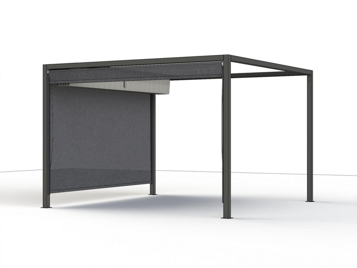 PAVILLON-ROLLO mit Seilzug 300/210/0,5 cm  - Anthrazit, Basics, Textil/Metall (300/210/0,5cm) - Siena Garden