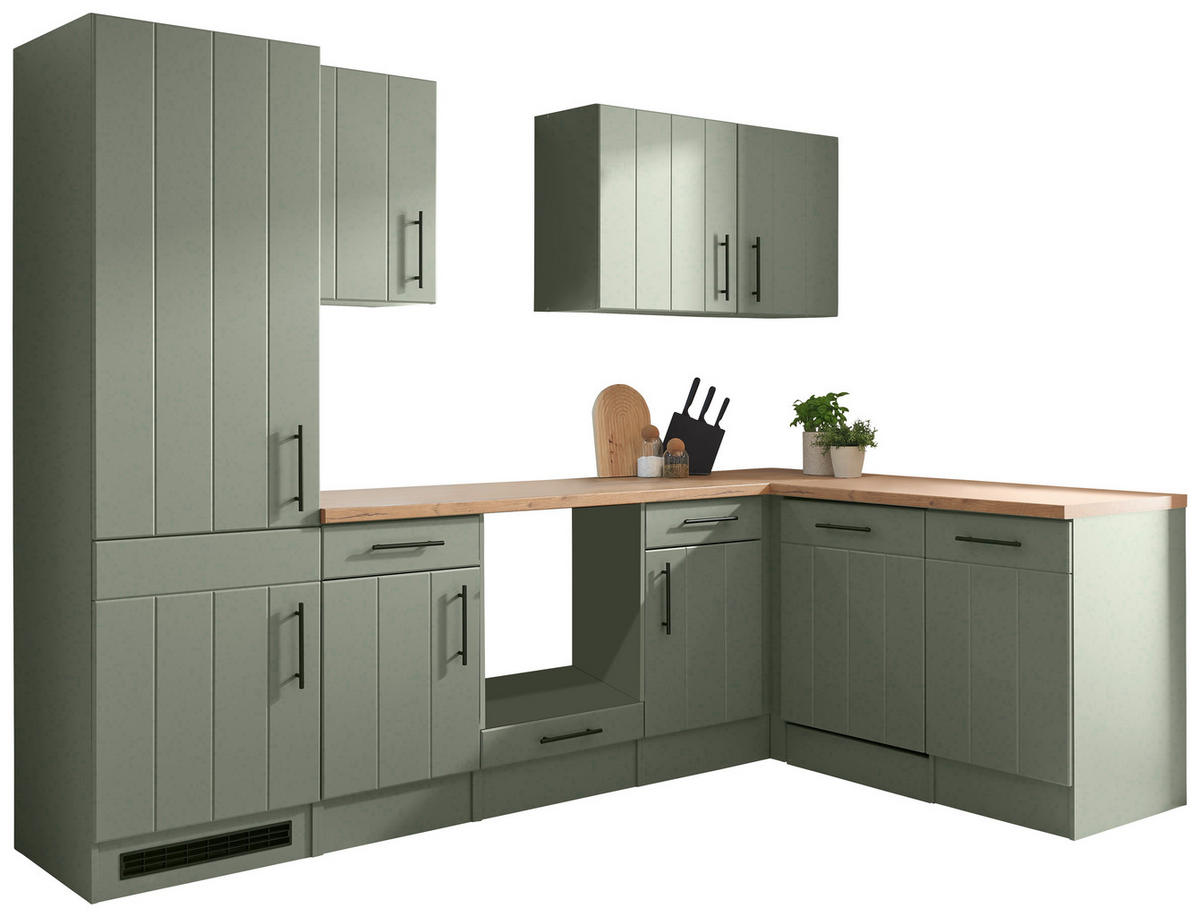 KÜCHENLEERBLOCK 280 cm   in Wildeiche, Schilfgrün  - Schilfgrün/Wildeiche, Trend, Holzwerkstoff/Metall (280cm) - Respekta