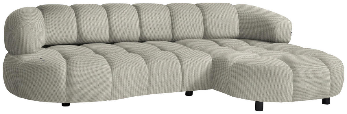 ECKSOFA in Webstoff Ecru  284/183 cm  - Ecru/Schwarz, Design, Holz/Textil (284/183cm) - Welnova
