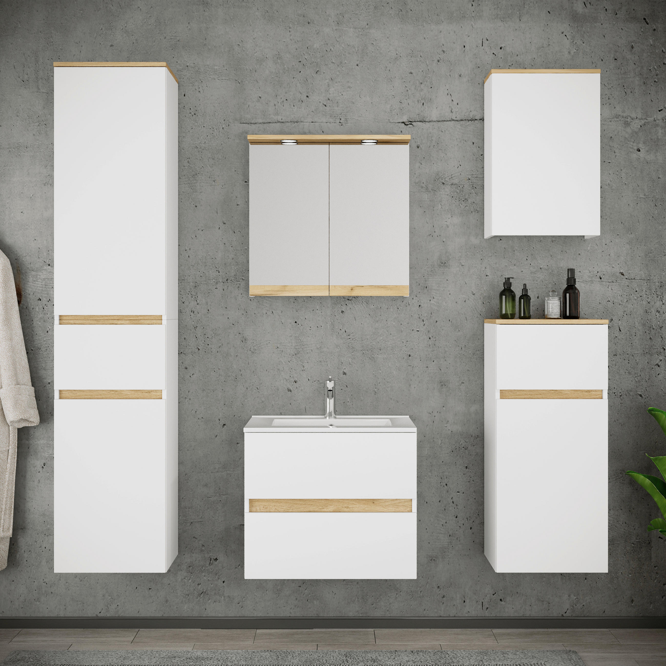 MID.YOU KOUPELNA bílá, medový dub