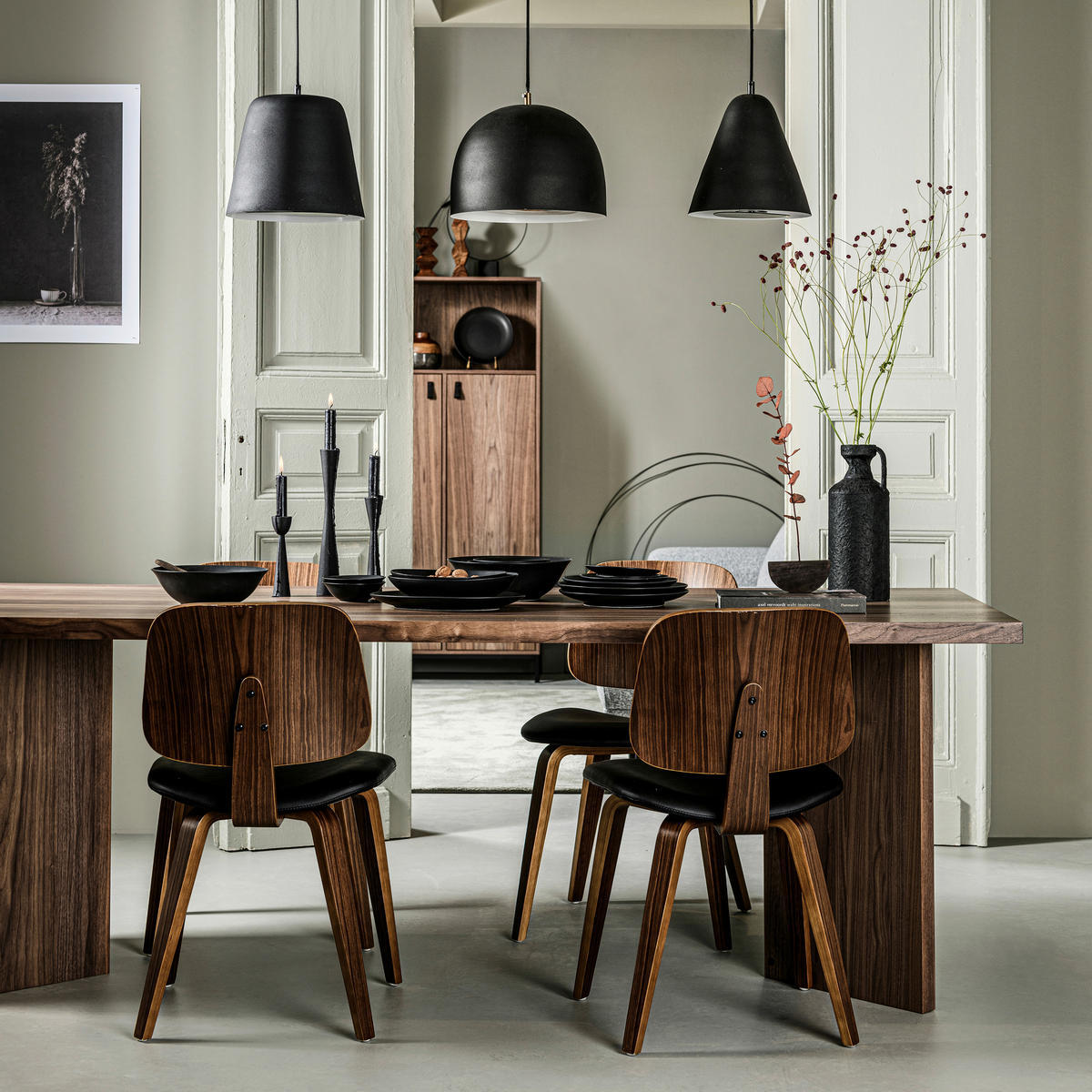 STUHL   Lederlook  - Walnussfarben/Schwarz, MODERN, Holz/Textil (48/81/50cm) - Livetastic