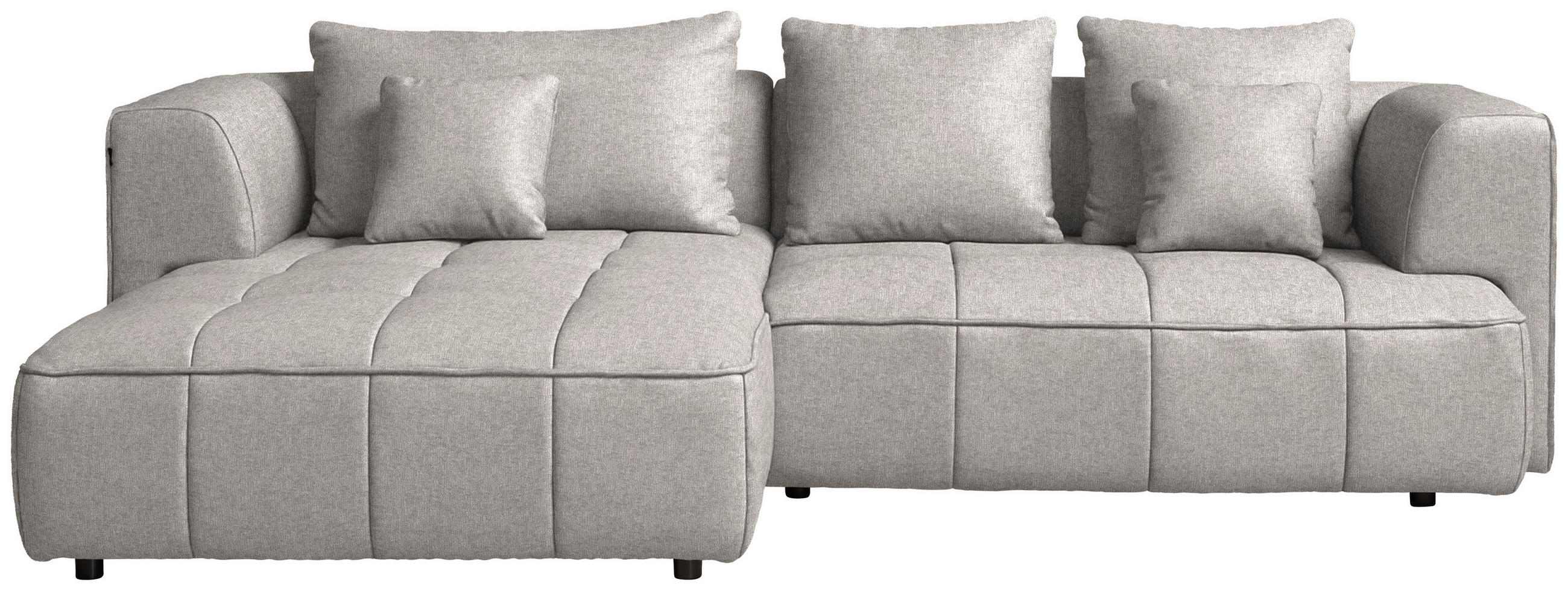 ECKSOFA Webstoff Greige  - Greige/Schwarz, Design, Kunststoff/Textil (188/288cm) - Welnova