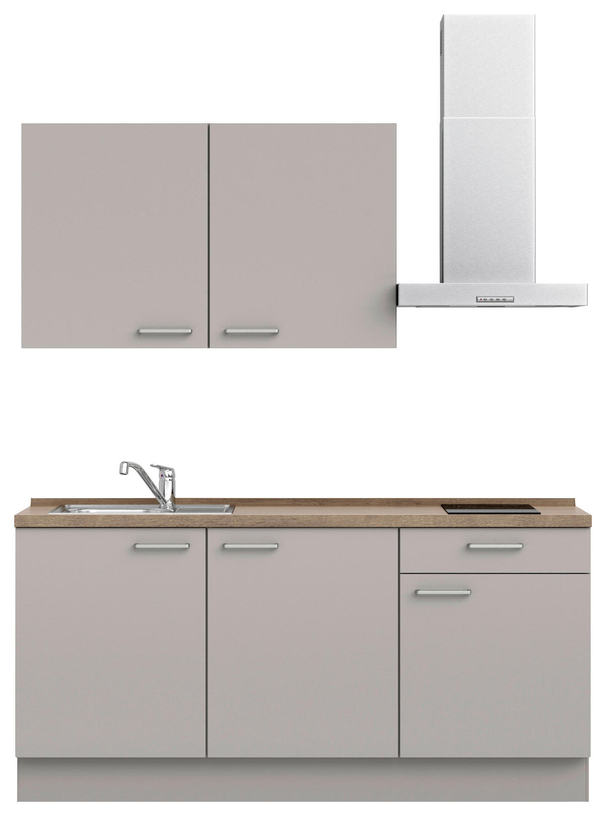 KÜCHENLEERBLOCK 180 cm   in Grau, Eiche dunkel  - Eiche dunkel/Edelstahlfarben, MODERN, Holzwerkstoff/Metall (180cm) - Nobilia