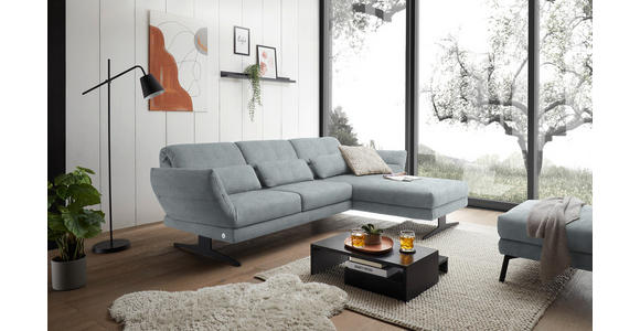 ECKSOFA  in Flachgewebe Hellblau  279-327/176-217 cm  - Schwarz/Hellblau, Design, Textil/Metall (279-327/176-217cm) - Dieter Knoll