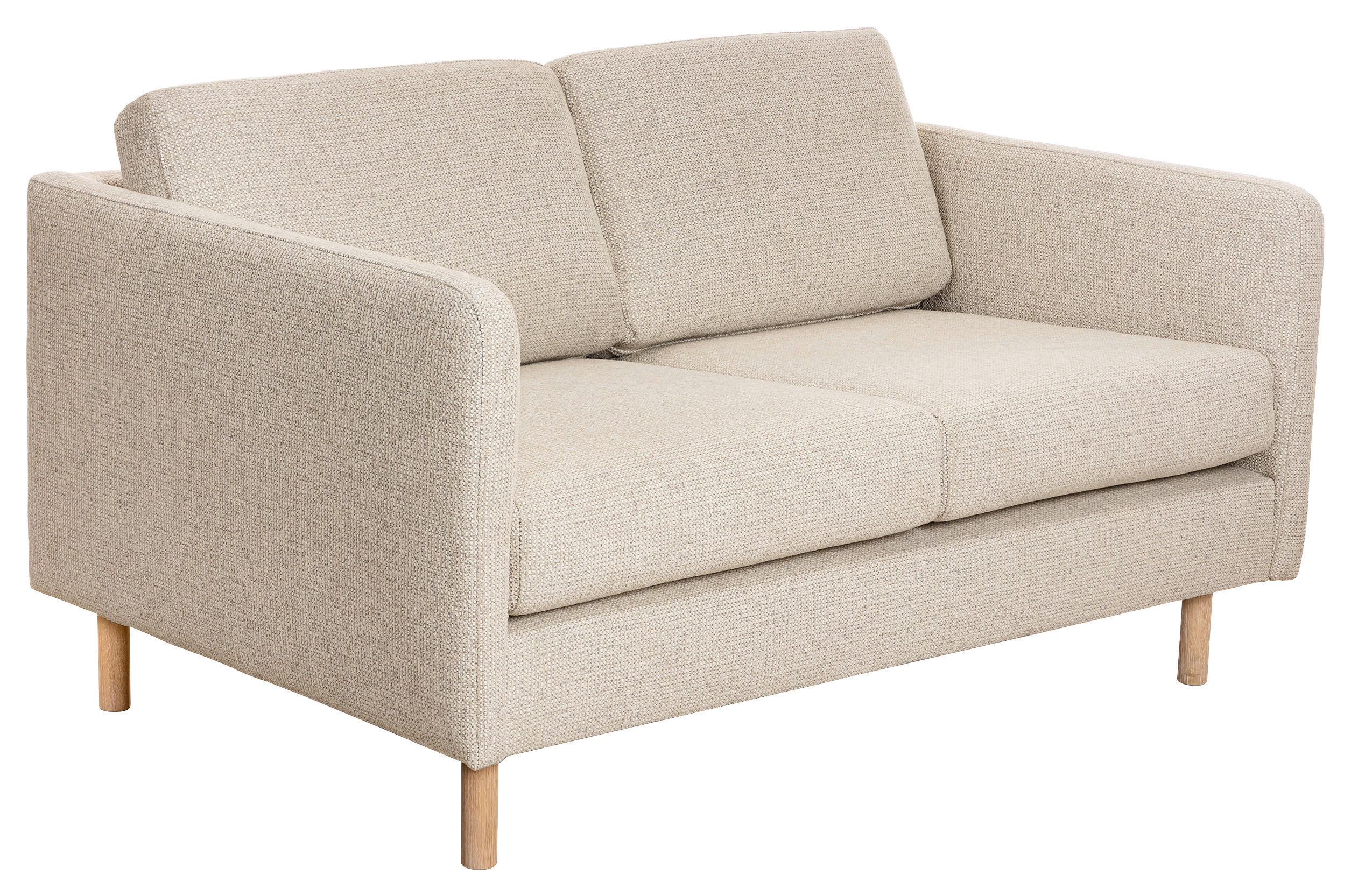 2-SITS SOFFA i trä, metall, textil ljusgrå  - ek Bianco/ljusgrå, Design, metall/trä (144/68/92cm) - Pure Home Comfort