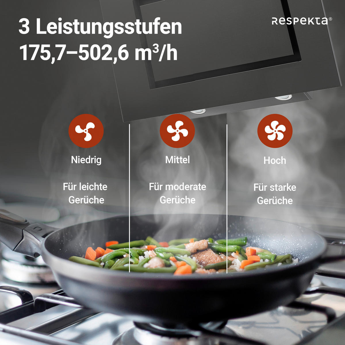 FLÄKTKÅPA CH42090BSA  - svart, Trend, metall (90/84,1-122,1/37,2cm) - Respekta