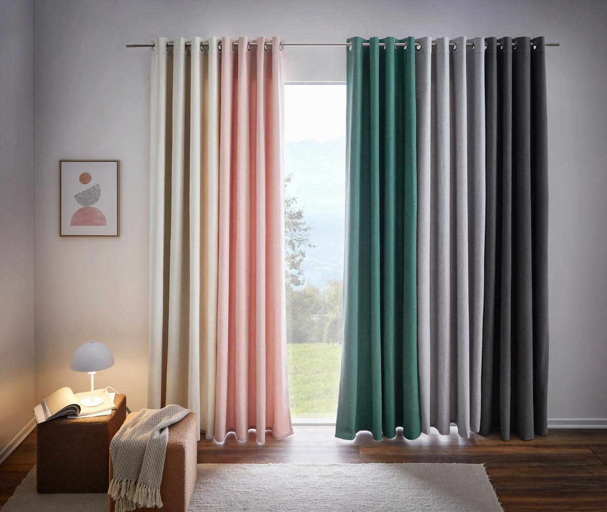 ZÁVĚS S OČKY, neprůsvitné, 140/250 cm - světle šedá, Basics, textil (140/250cm) - Esprit