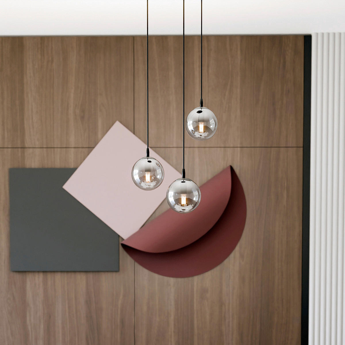 HÄNGELEUCHTE  40/40/100 cm    - Schwarz, KONVENTIONELL, Glas/Metall (40/40/100cm)