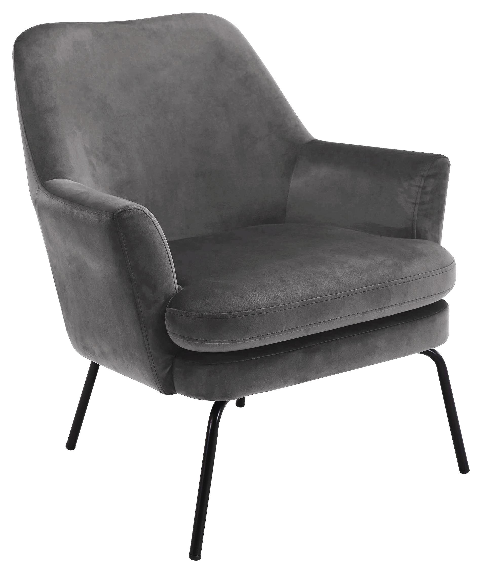 Sessel in Metall, Textil Schwarz, Dunkelgrau