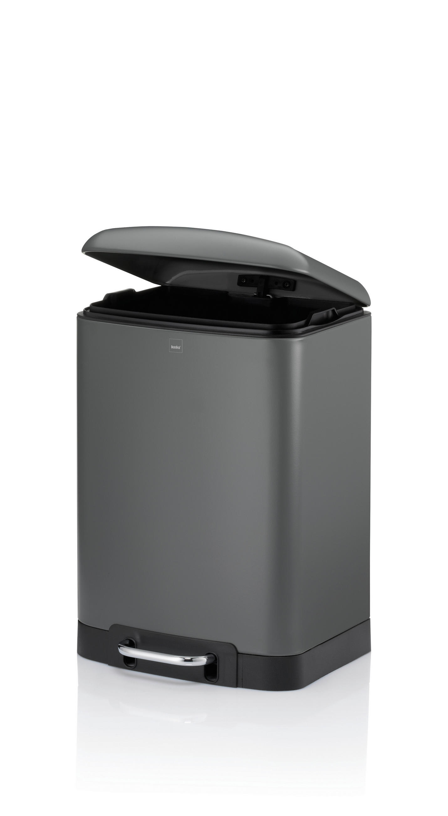 TRETEIMER Davino 12 L  - Schwarz/Grau, Basics, Kunststoff/Metall (27/23,5/40cm) - Kela
