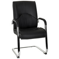 BESÖKSSTOL  i läderimitation svart, kromfärg  - kromfärg/svart, Modern, metall/textil (58/108/71cm) - MID.YOU