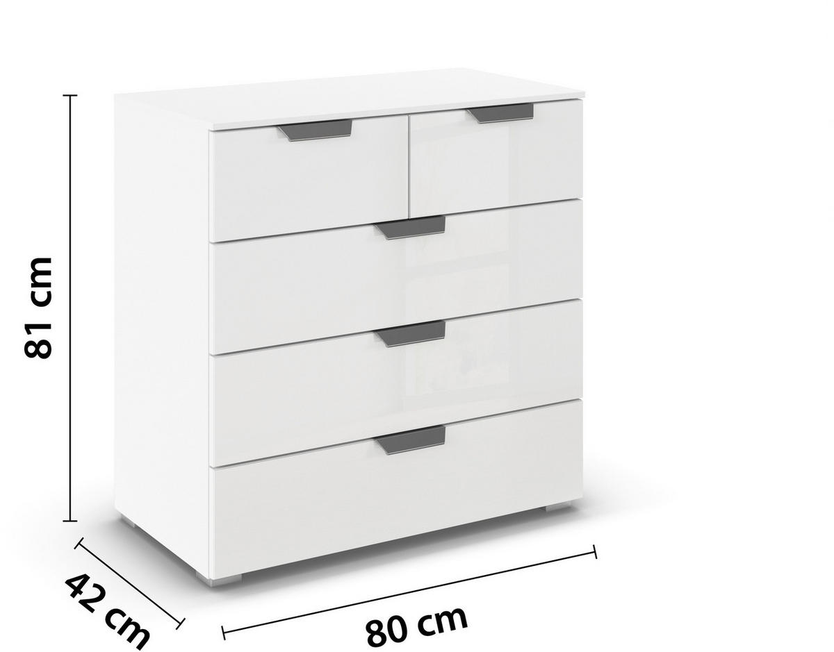 KOMMODE  in 80/81/42 cm  - Chromfarben/Weiß, Design, Glas/Holzwerkstoff (80/81/42cm) - Carryhome