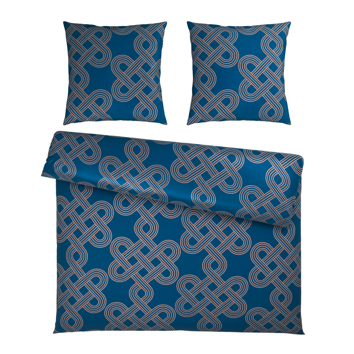 BETTWÄSCHE TIJN Satin 200/200 cm  - Sandfarben/Blau, Design, Textil (200/200cm) - Novel