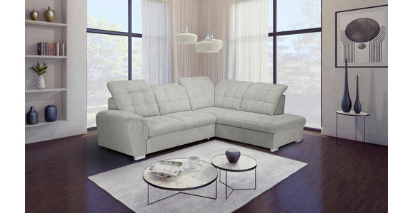 ECKSOFA Beige Chenille - Chromfarben/Beige, KONVENTIONELL, Kunststoff/Textil (260/205cm) - Carryhome