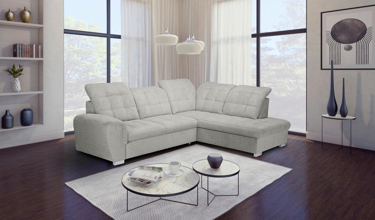 ECKSOFA Beige Chenille  - Chromfarben/Beige, KONVENTIONELL, Kunststoff/Textil (260/205cm) - Carryhome