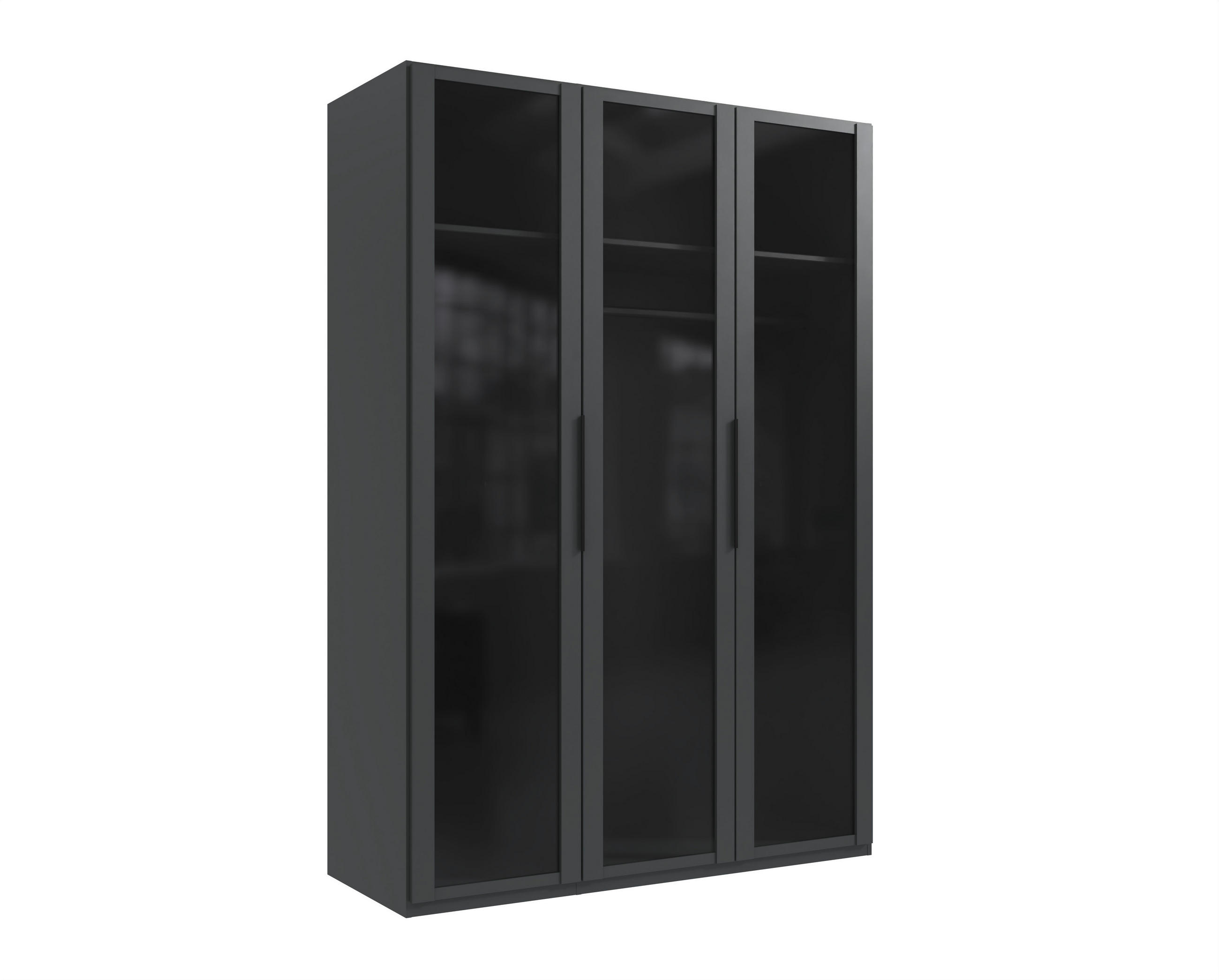 GARDEROB MED GÅNGJÄRN 150/216/58 cm 3-dörrar - grafitfärgad/svart, Design, metall/trämaterial (150/216/58cm) - Ti'me