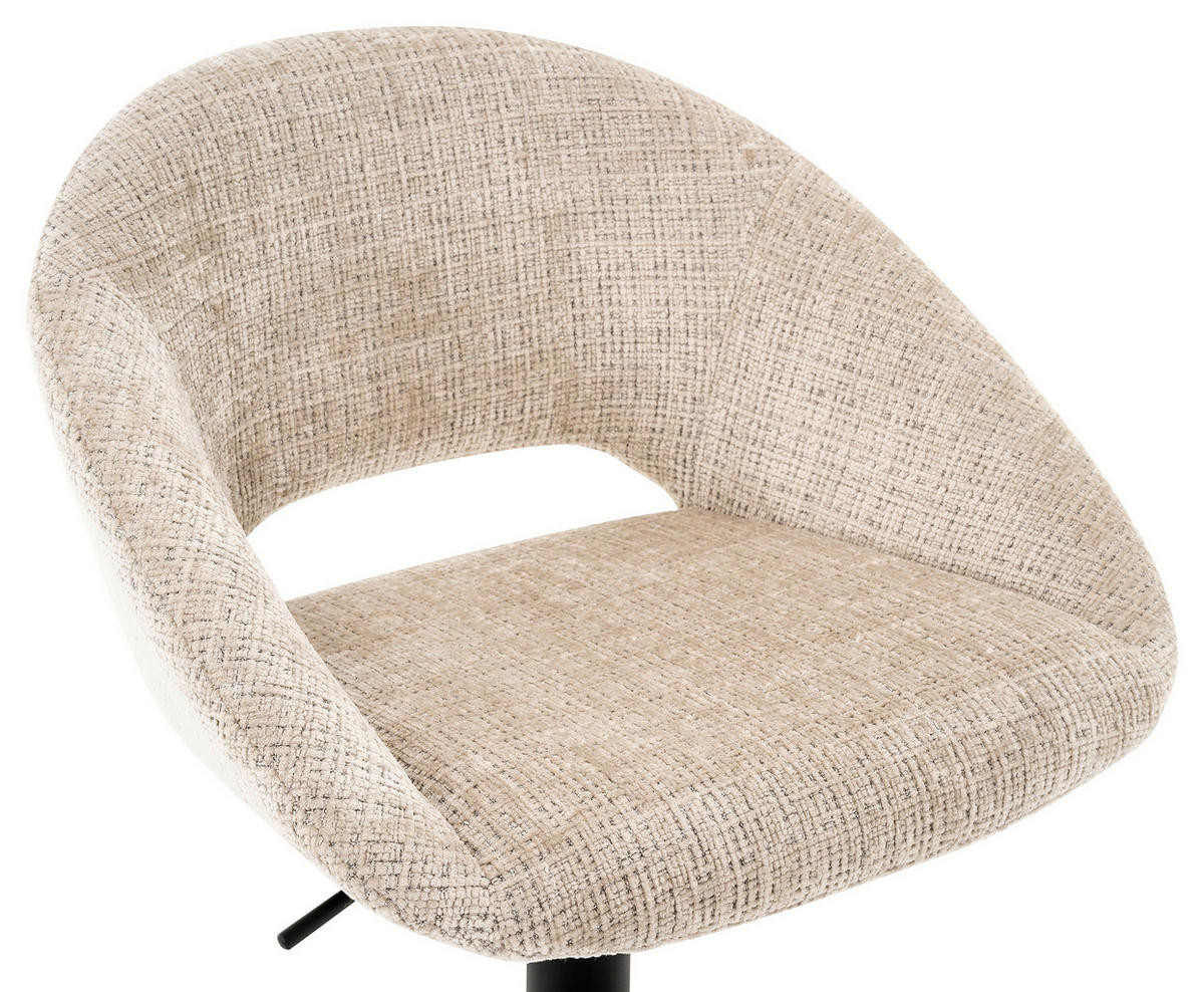 BARHOCKER Webstoff Beige Eisen Sitzfläche 360° drehbar  - Beige/Schwarz, MODERN, Textil/Metall (52/89-110/49cm) - MID.YOU
