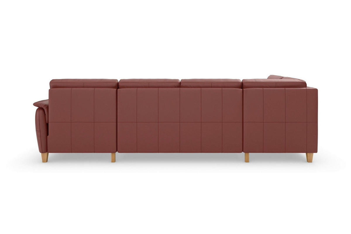 SEDACÍ SOUPRAVA, kůže, červenohnědá - barvy dubu/červenohnědá, Basics, dřevo/kůže (163/308/212cm) - Sit & More