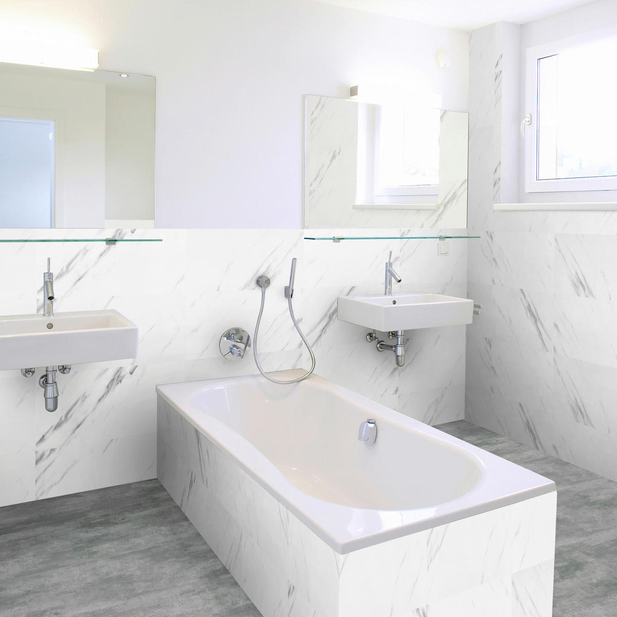 Vinyl für die Wand  - Weiß Hochglanz/Grau Hochglanz, MODERN, Kunststoff (60/30/0,37cm)