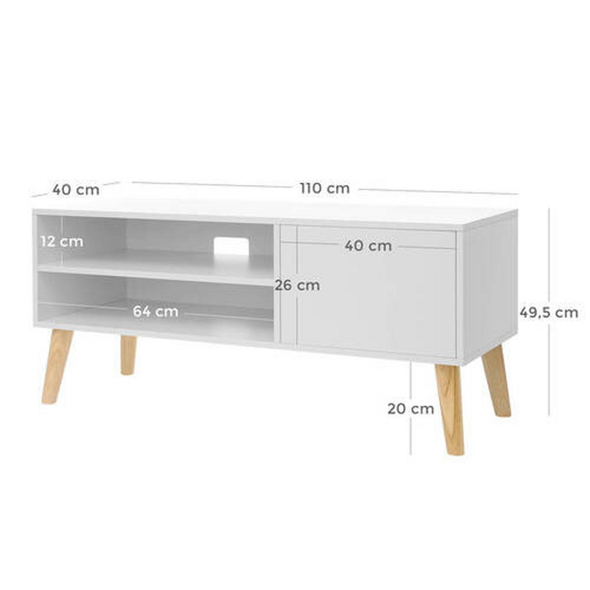 LOWBOARD  in 110/49,5/40 cm  - Eichefarben/Weiß, Trend, Holzwerkstoff (110/49,5/40cm) - Boxxx