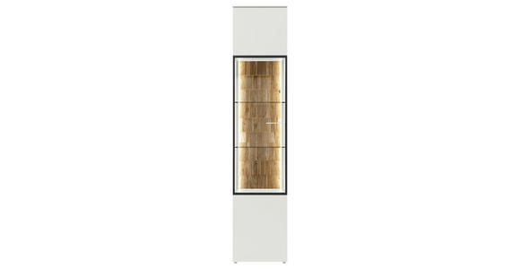 VITRINE  in massiv Eiche Weiß, Eichefarben - Eichefarben/Weiß, Design, Glas/Holz (45/215/42cm) - Moderano