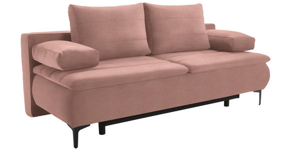 BOXSPRINGSOFA Flachgewebe Rosa  - Schwarz/Rosa, KONVENTIONELL, Textil/Metall (204/93/100cm) - Novel