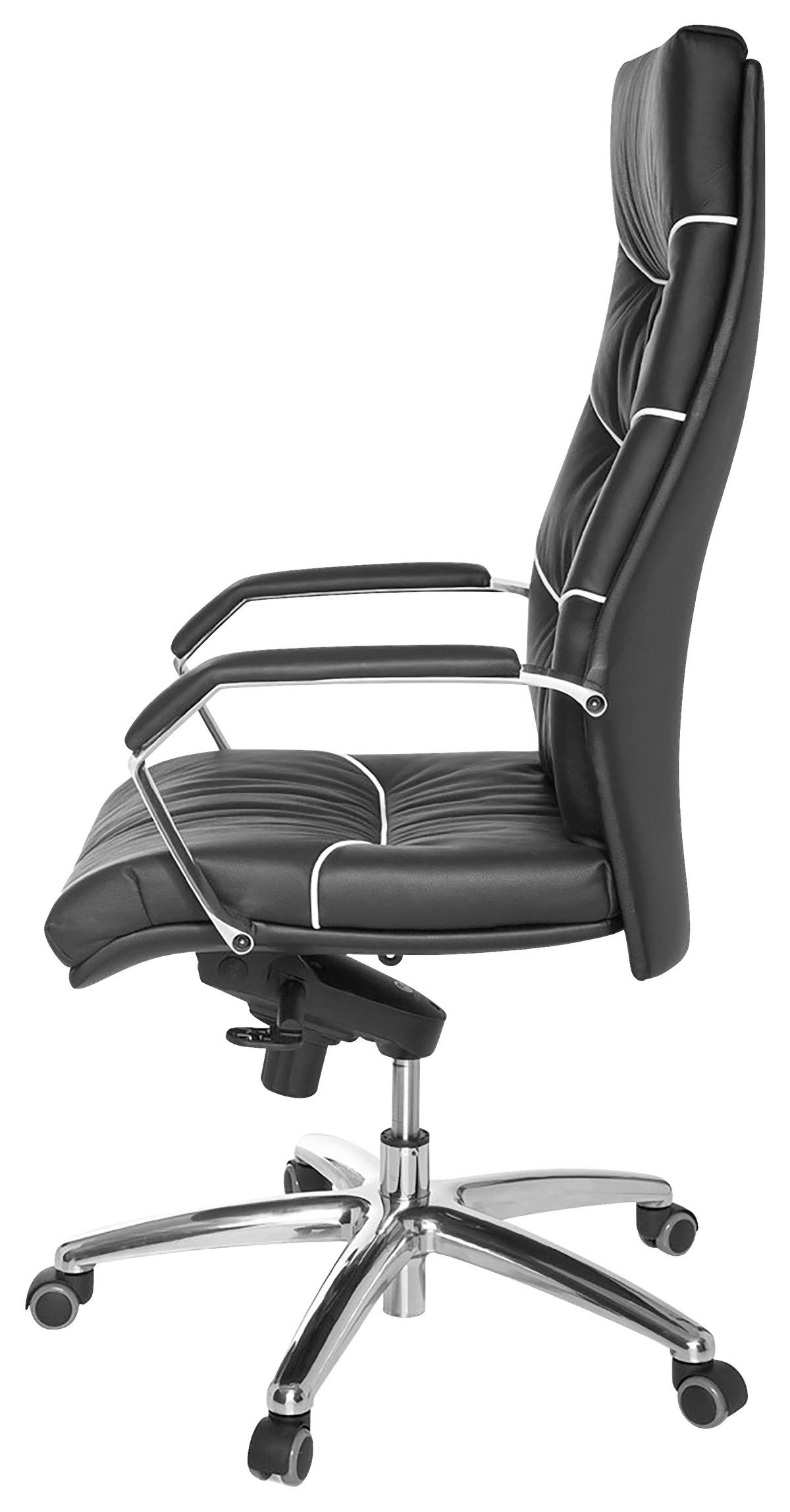 DREHSTUHL  in Lederlook Schwarz  - Chromfarben/Schwarz, Design, Leder/Kunststoff (60/126/55cm) - MID.YOU