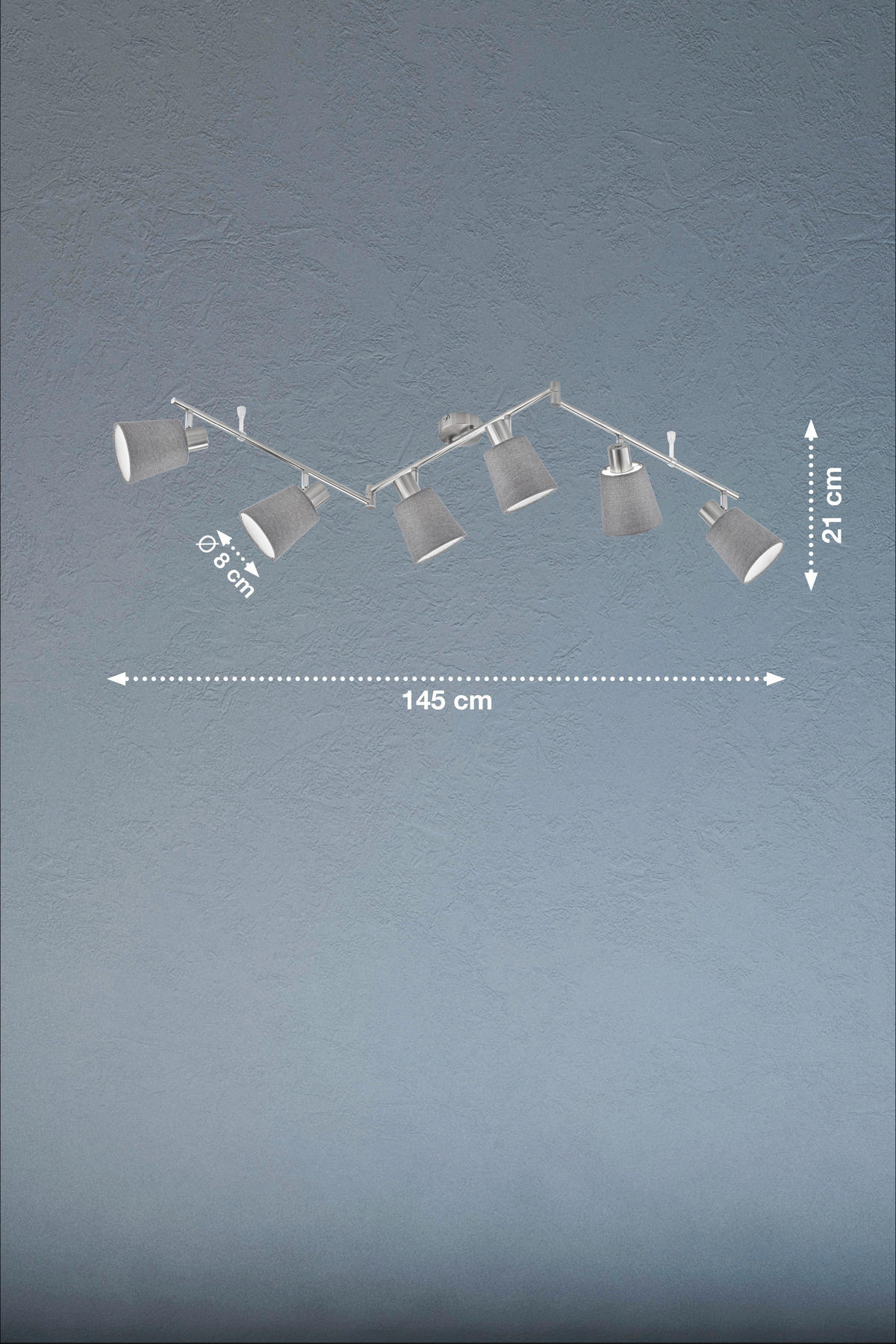 DECKENLEUCHTE     - Grau, Design, Textil (11/145cm) - Fischer & Honsel