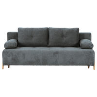 SCHLAFSOFA  mit Liegefunktion, Rücken echt Flachgewebe Dunkelgrau  - Dunkelgrau/Buchefarben, KONVENTIONELL, Holz/Textil (204/75/100cm) - Carryhome