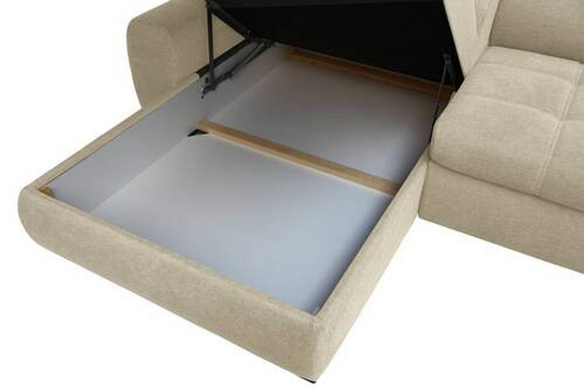 ECKSOFA Beige Webstoff  - Beige/Schwarz, Design, Kunststoff/Textil (276/173cm) - Stylife