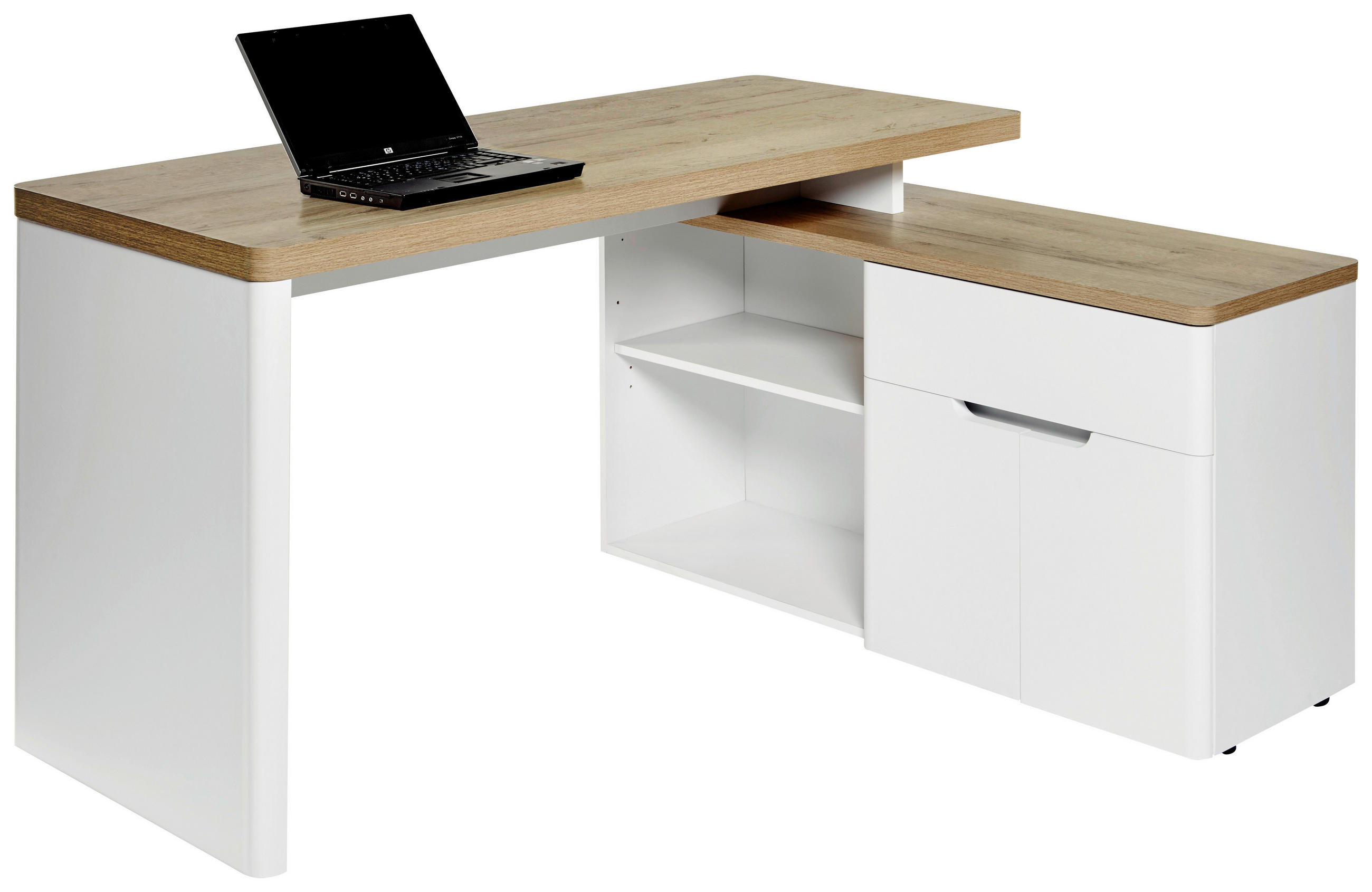 PSACÍ STŮL S ÚLOŽNÝM PROSTOREM, bílá, barvy dubu, 140/77/117,5 cm - bílá/barvy dubu, Konvenční, kompozitní dřevo (140/77/117,5cm) - Venda